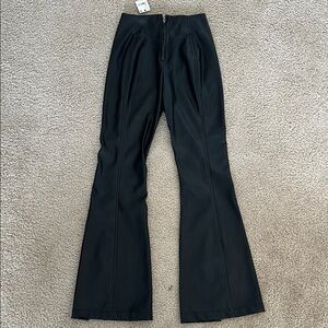 Free People Black Vegan Leather High-Waisted Flare Pants, NWT size 26